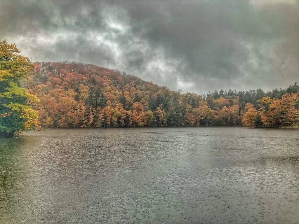 A rainy day on the Pogue in Woodstock Vermont.