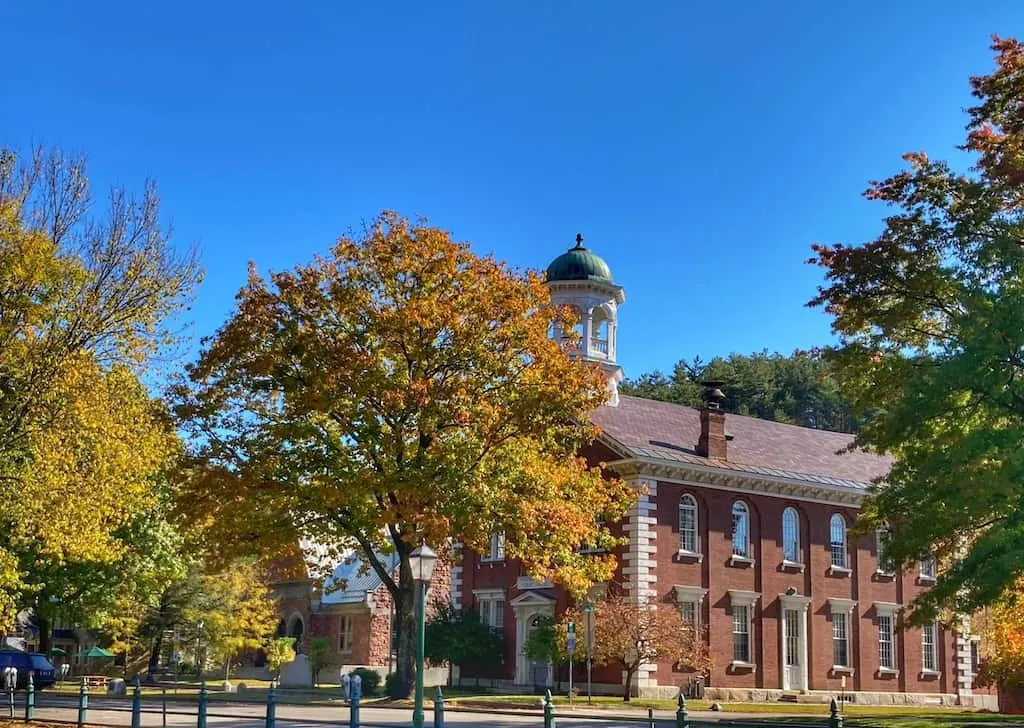 Fall foliage in the village of Woodstock, Vermont.