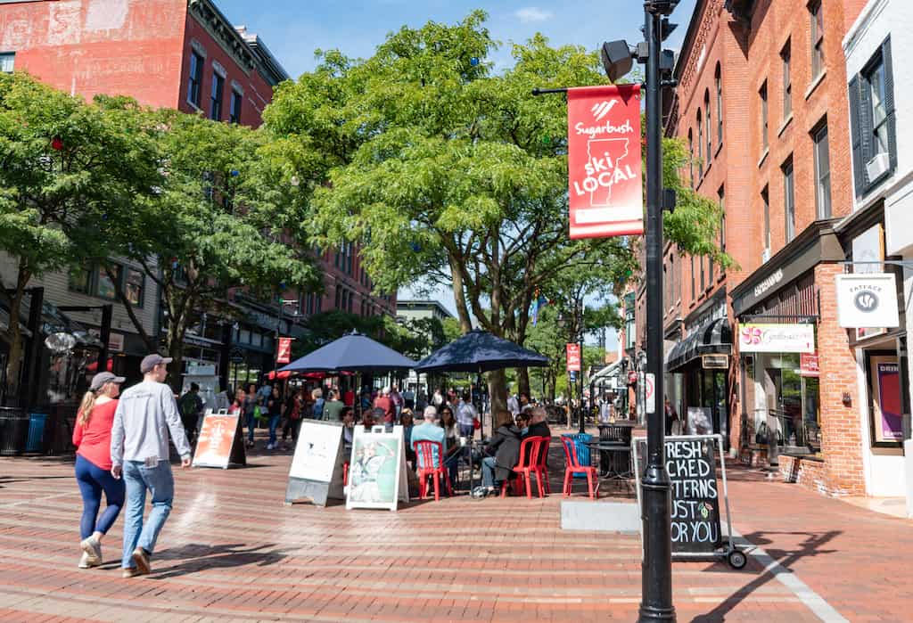 The Church Street Marketplace in Burlington on a summer day!