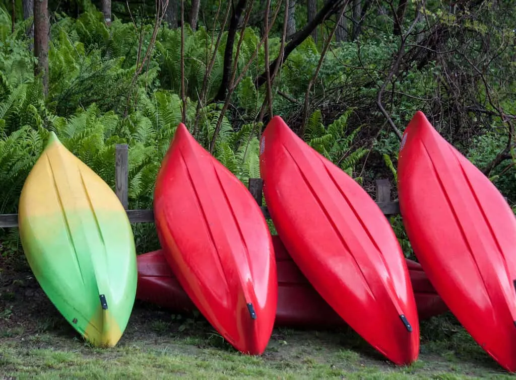 Kayaks for rent in Wilgus State Park in Vermont.
