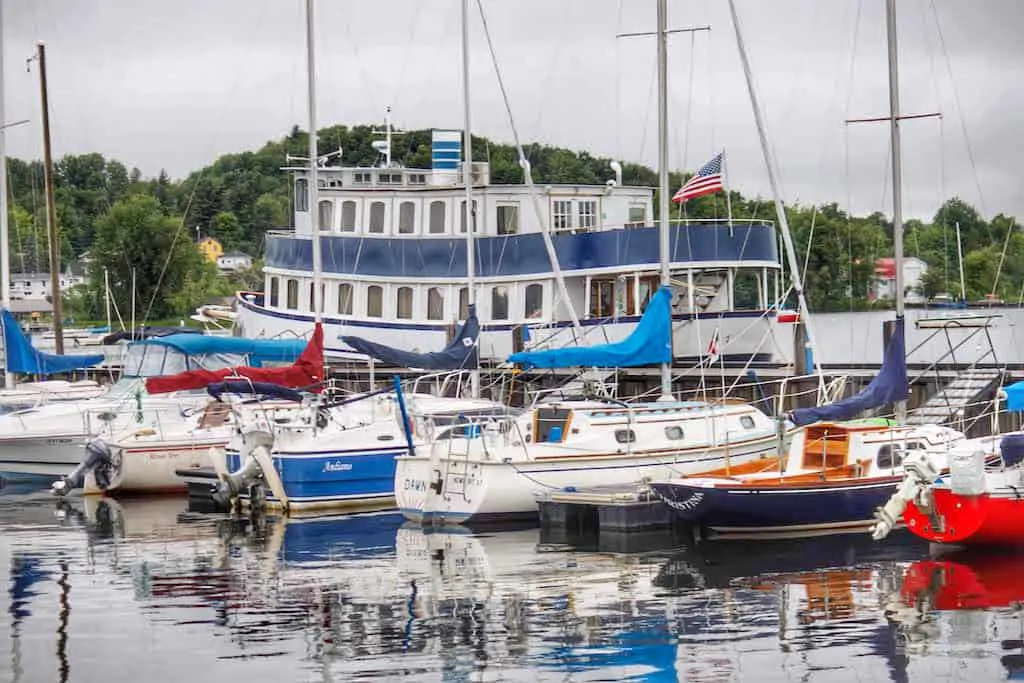 A collection of sailboats at the marina in Newport, Vermont - from a Vermont Route 100 road trip