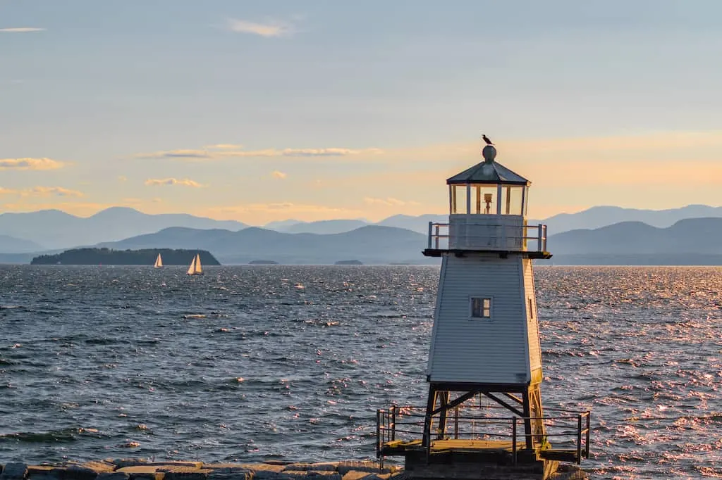 Sunset over the Adirondacks and Lake Champlain from Burlington VT