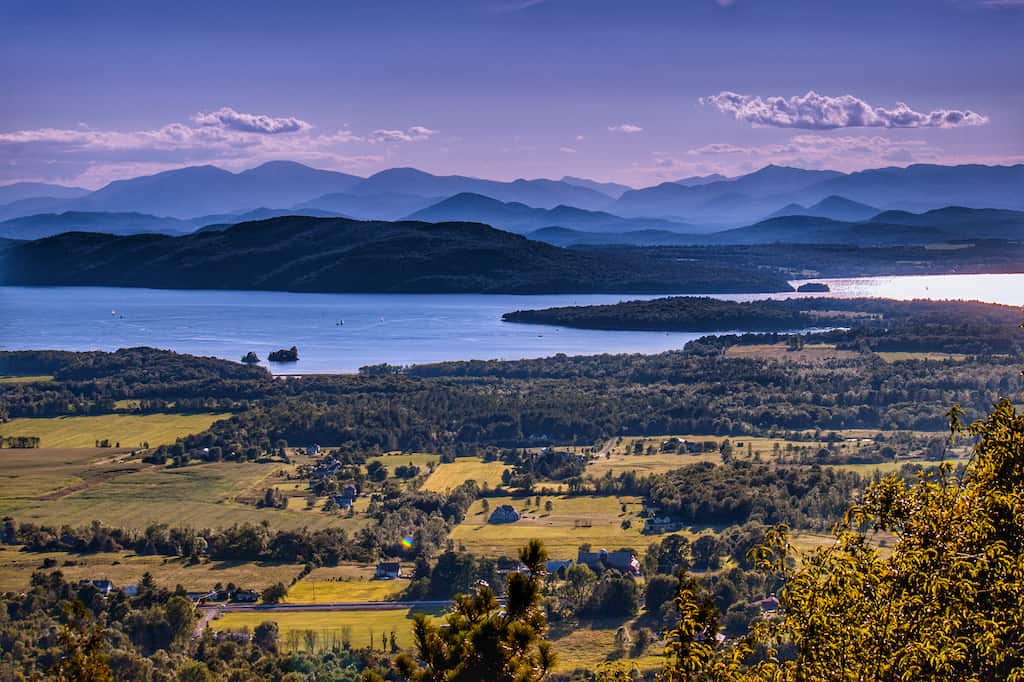 The view of Lake Champlain from the top of Mt. Philo in Mt. Philo State Park.