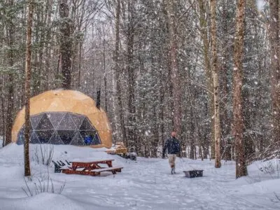 Winter Glamping in Vermont: Stay in a Geodesic Dome in Putney