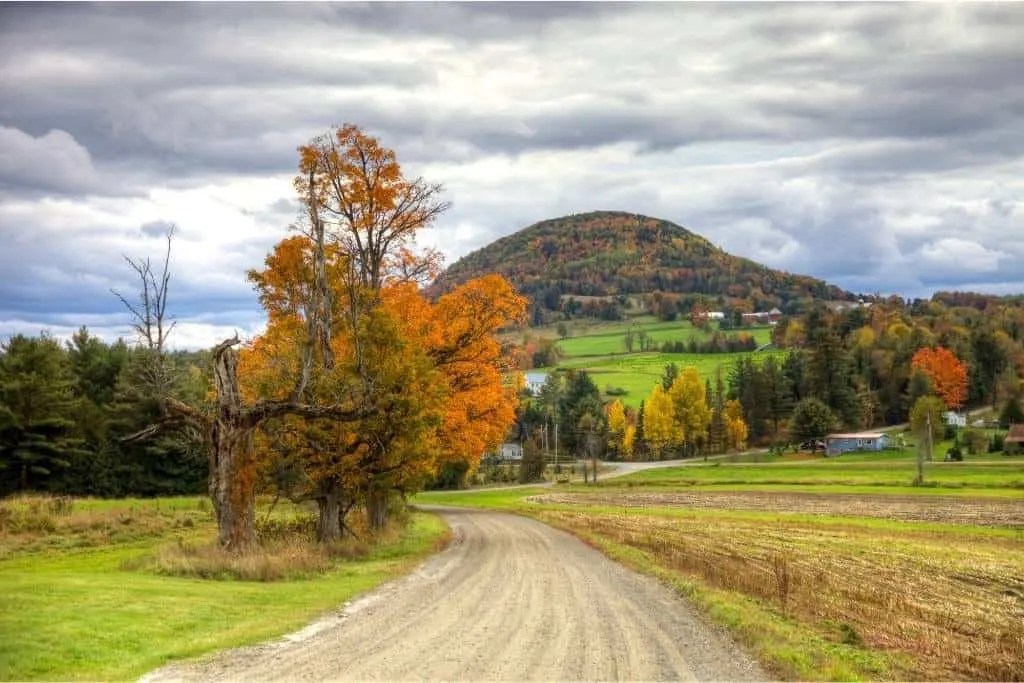A dirt road through the back roads of Vermont.