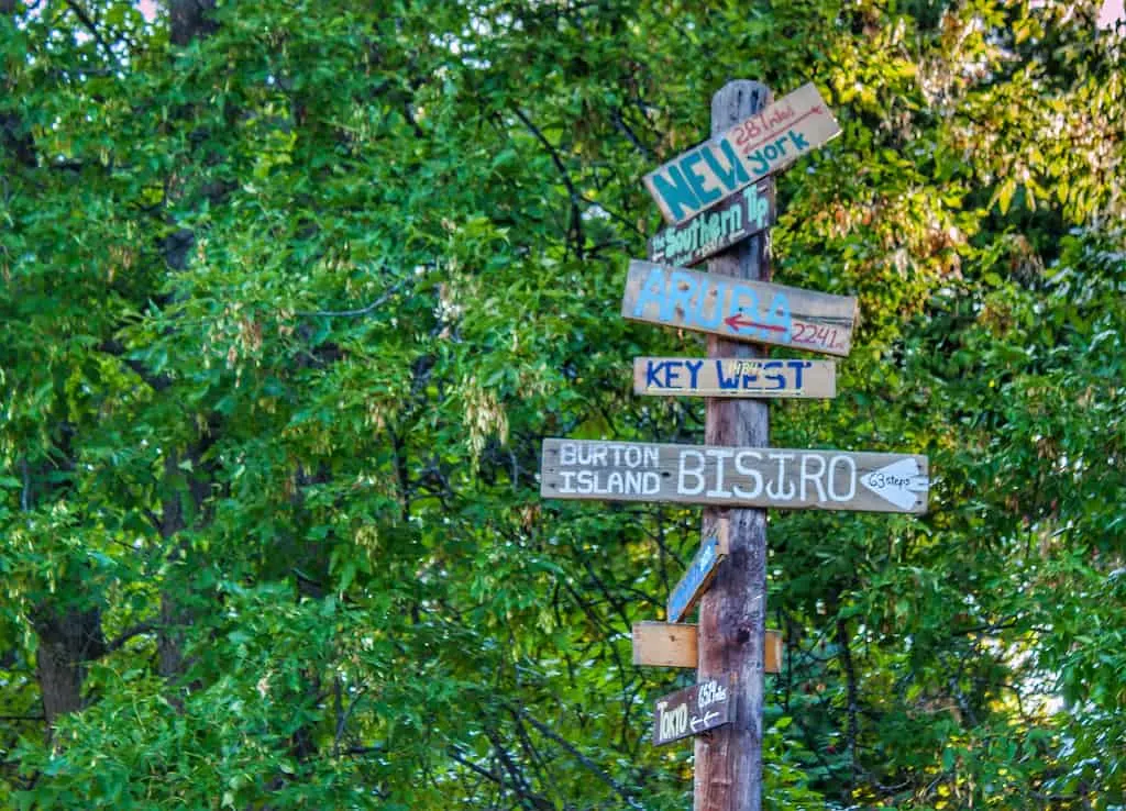 A welcome sign on Burton Island in Vermont.