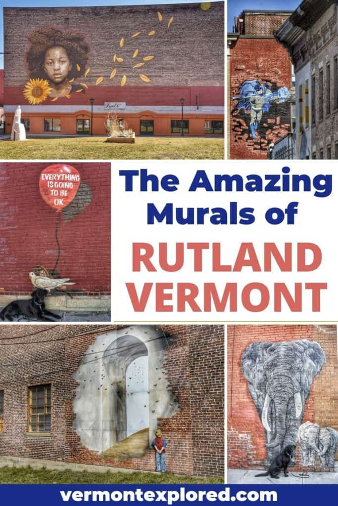 A collage of photos featuring the murals of Rutland, Vermont.