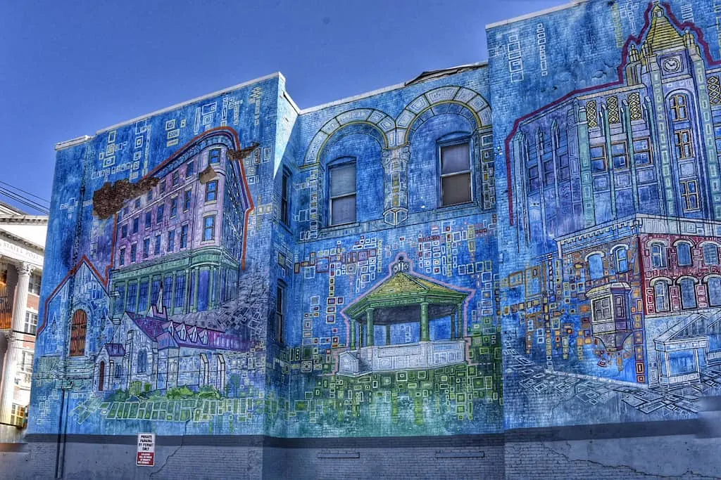 Rutland City Buildings mural in Rutland, Vermont.
