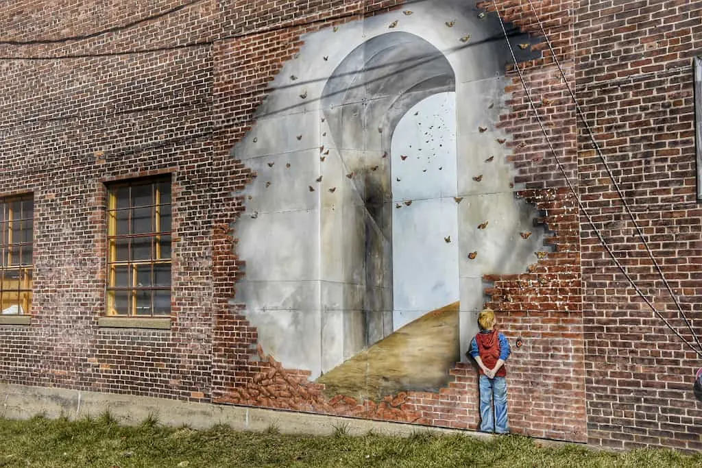 The Hidden Tunnel, one of the many murals in downtown Rutland, Vermont.