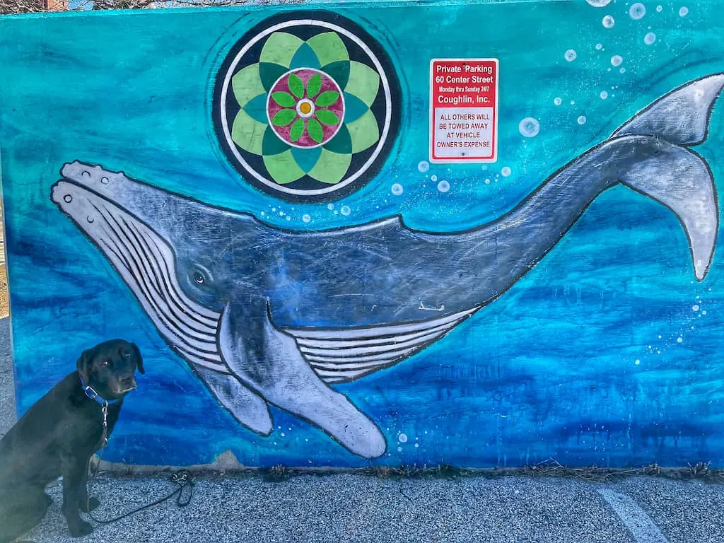 Whales mural in Rutland, Vermont.