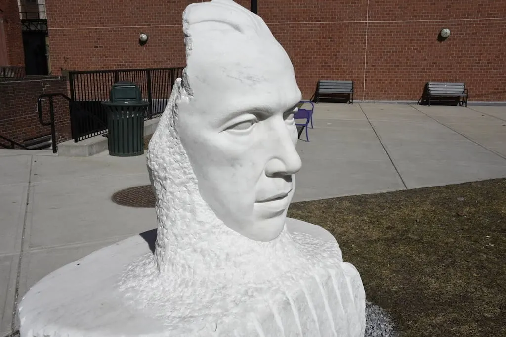A marble sculpture in Rutland, Vermont - featuring Bill Wilson, the founder of Alcoholics Anonymous.