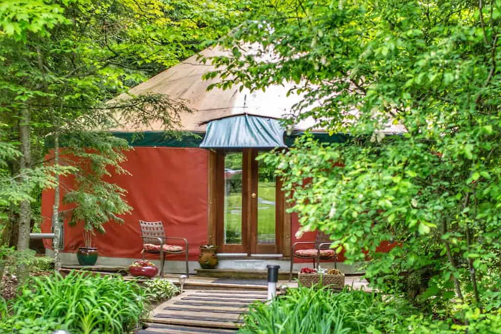 A yurt rental in Bristol, Vermont