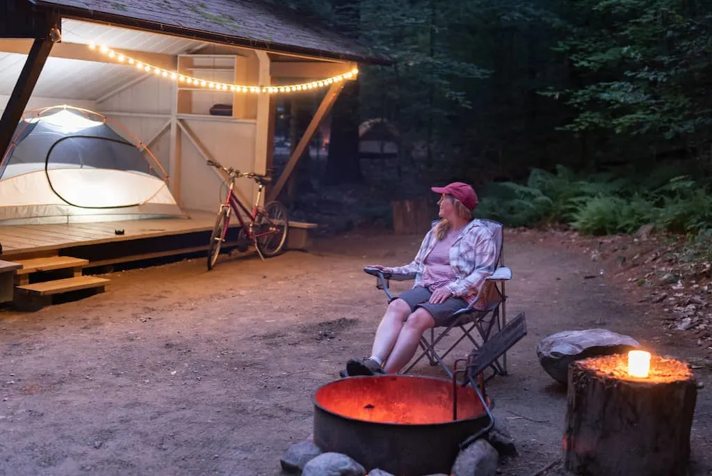 Me, sitting next to a campfire outside the Juniper lean-to in Jamaica State Park.