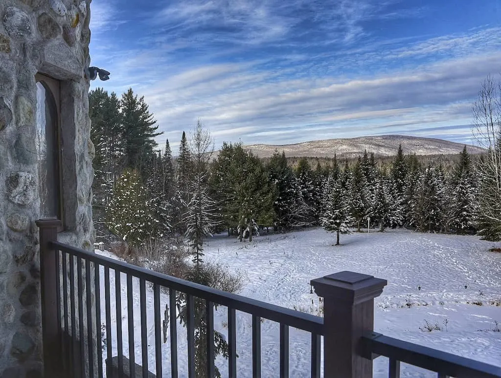 The view from the balcony at Gregoire Castle in Irasburg, VT