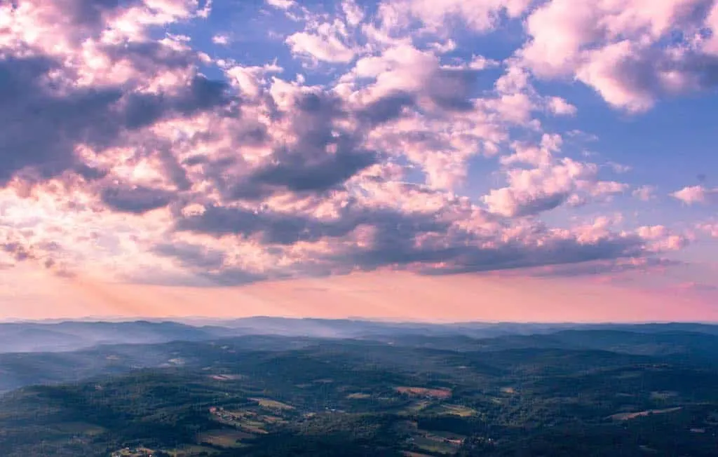 Sunset vista from the top of Mt. Ascutney.