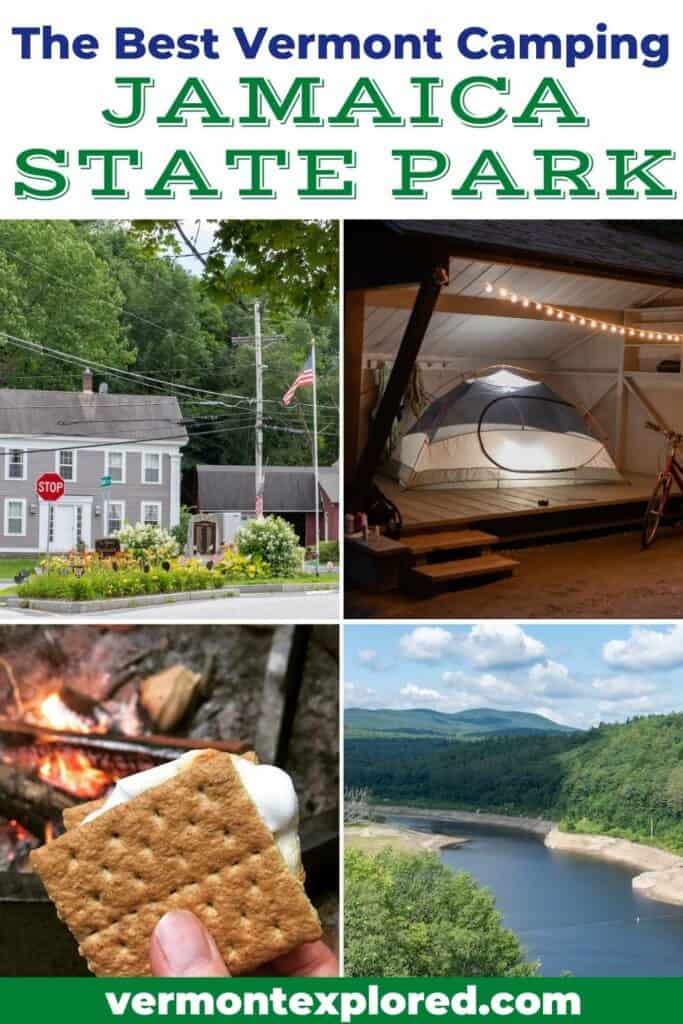 a collage of photos from Jamaica State Park in Vermont.