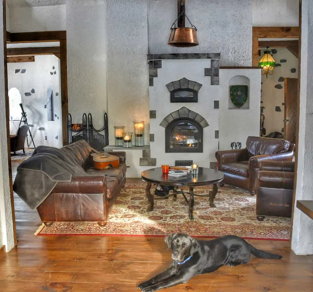 The main living area at Gregoire Castle in Irasburg, VT