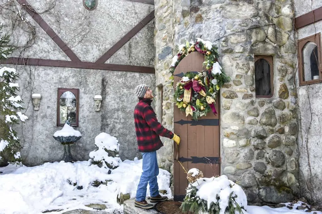 Eric entering the Gregoire Castle in Irasburg. 