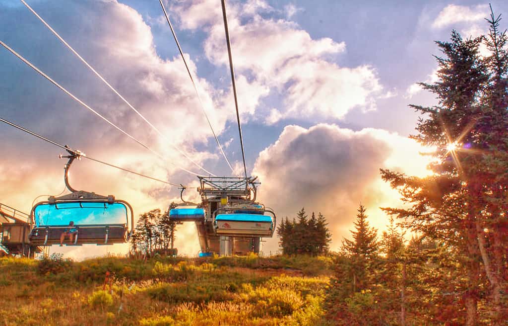 The Bluebird Express chairlift on Mount Snow in Vermont.
