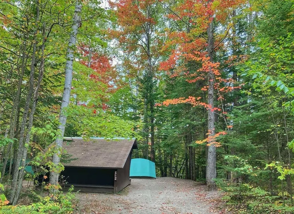 A lean-to in Brighton State Park, Vermont.