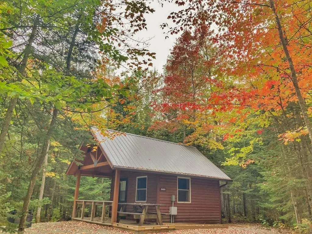 A Vermont State Park cabin for rent in Brighton State Park.