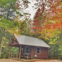 Raven cabin in the fall at Brighton State Park in Vermont.