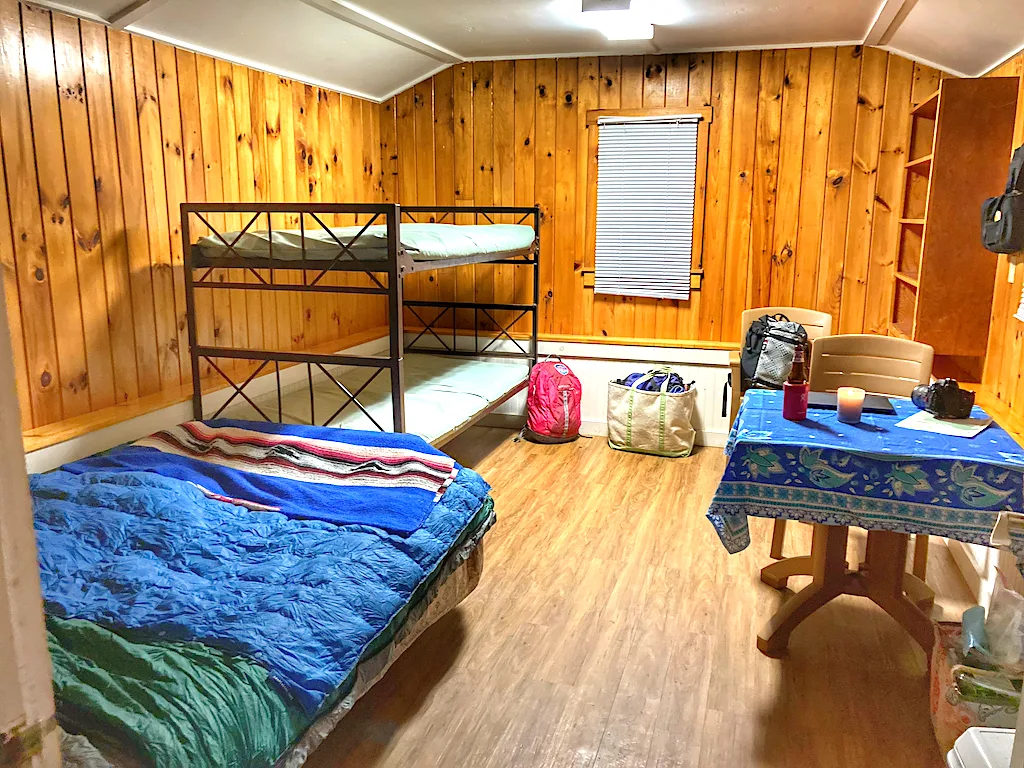 The inside of a typical camping cabin at Vermont State Parks.