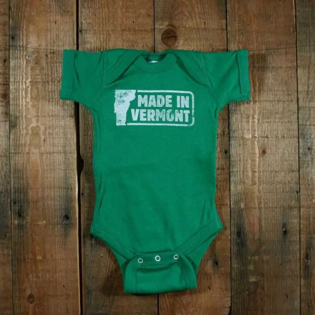 Made in Vermont baby onesie makes a great Vermont gift.