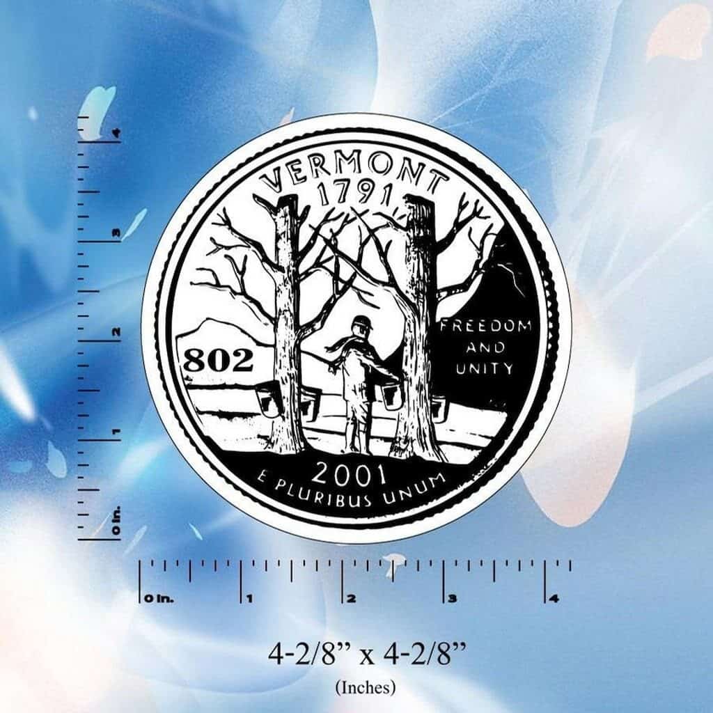 Vermont State Quarter sticker. 
