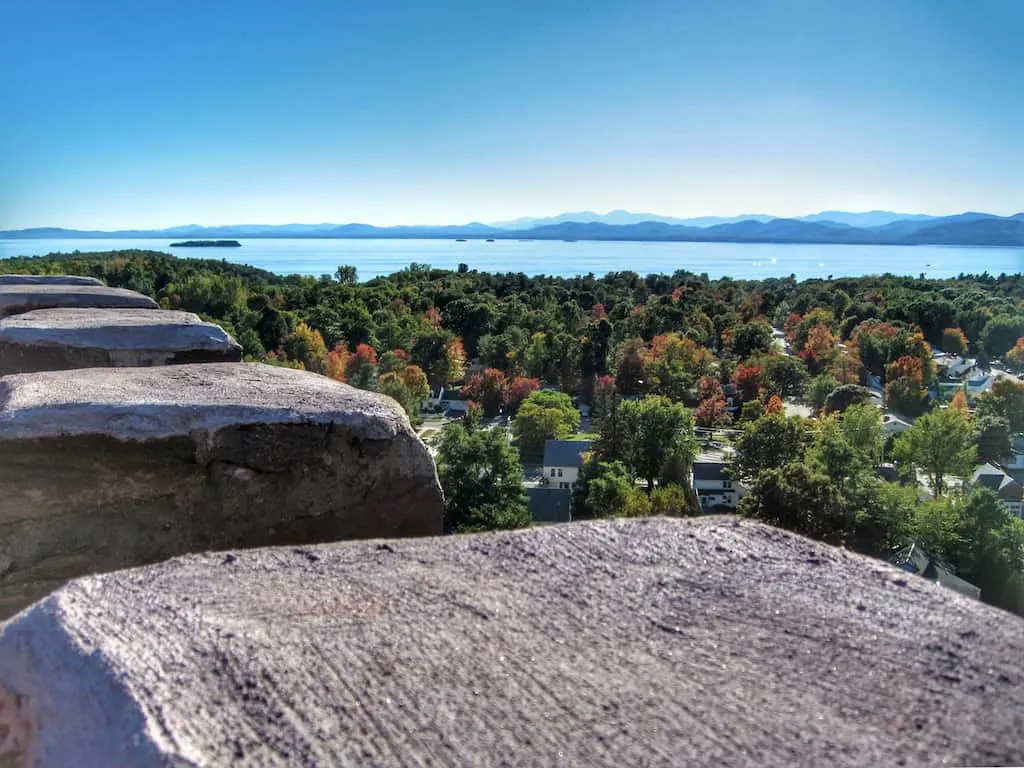 View from the tower in Ethan Allen Park in Burlington, Vermont.