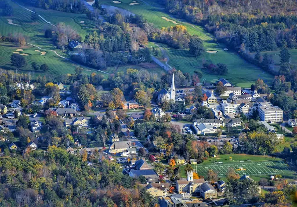 Manchester, Vermont as seen from the top of Mt. Equinox in the fall.