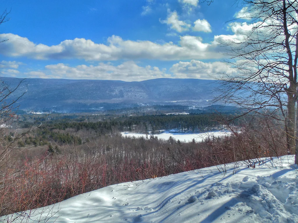 The view from Robin's lookout on the Equinox Preserve in Manchester Vermont in the winter.