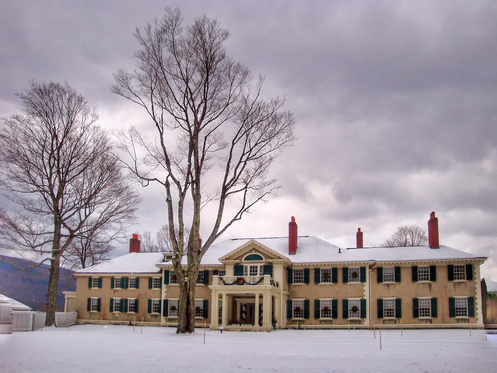 A winter view of Hildene in Manchester, Vermont.