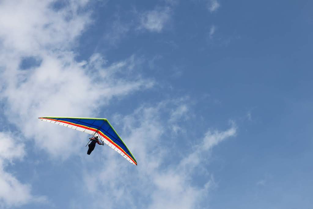 A hang glider flying near Mt. Ascutney in Vermont.