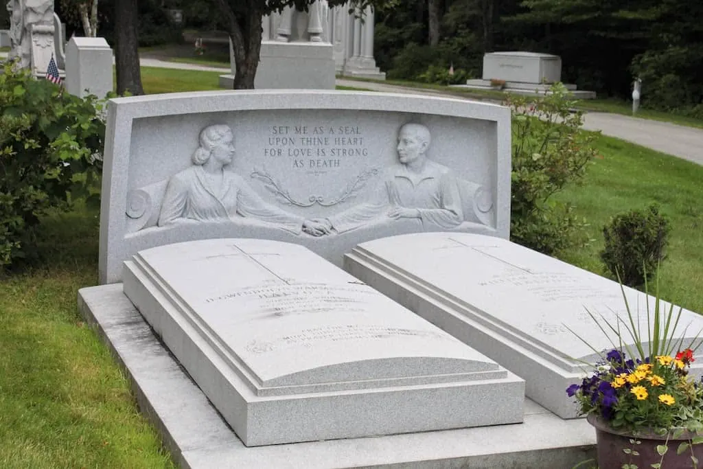 A gravestone at Hope Cemetery in Barre, Vermont.