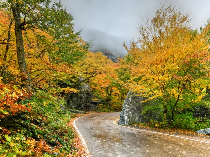 Smuggler's Notch in Vermont in the fall.