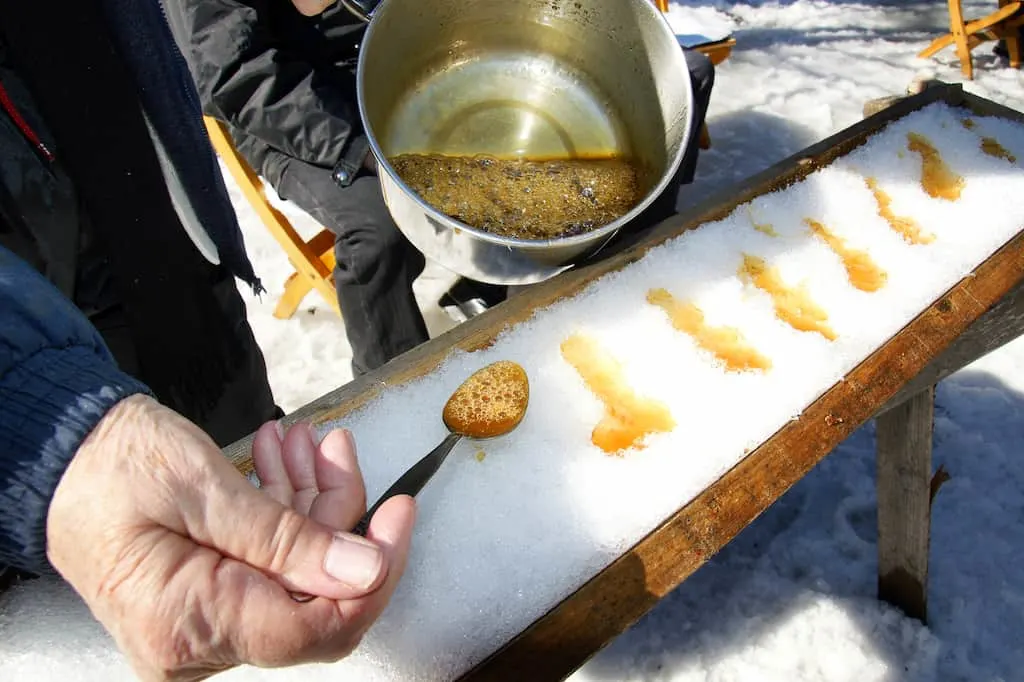 maple syrup on snow.