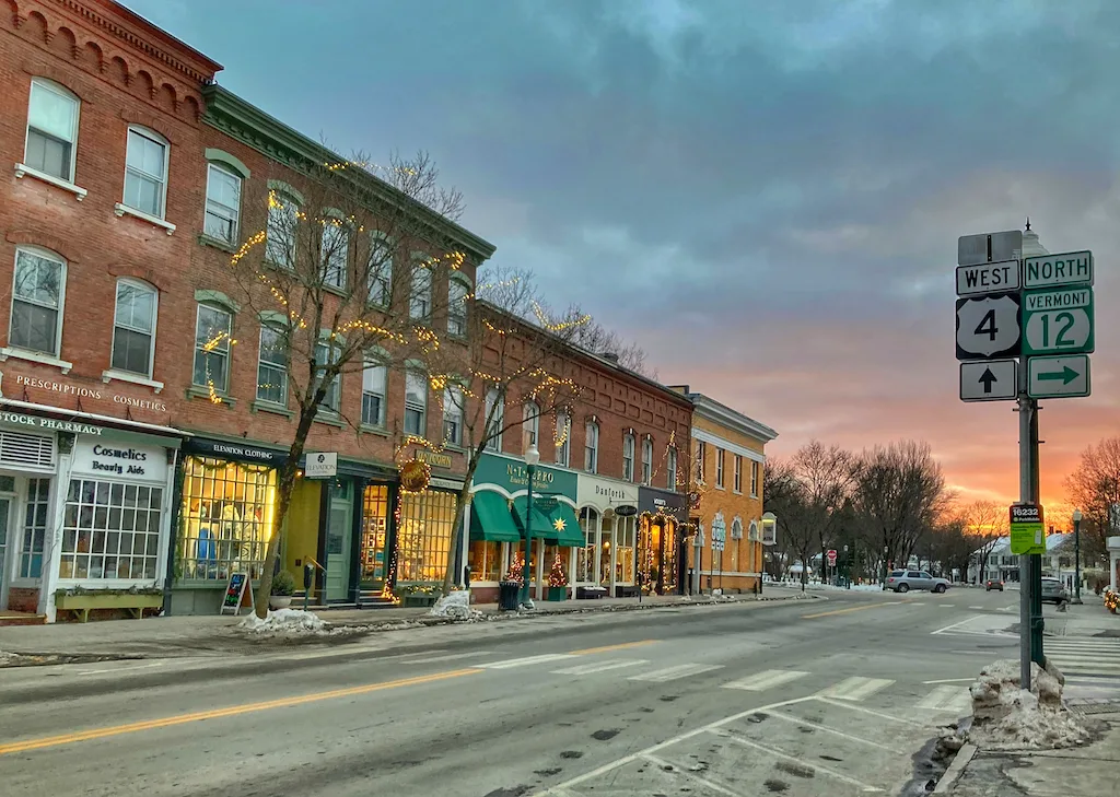 Central Street in Woodstock Vermont. 