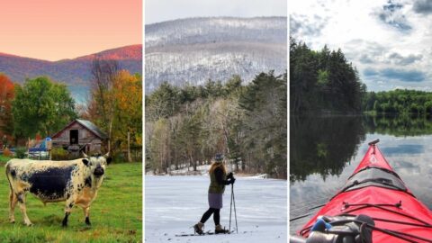A collage of photos featuring the best things to do in Vermont.