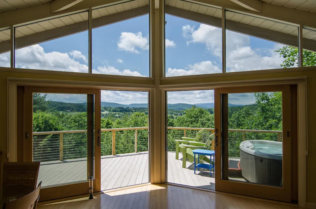 The view of the mountains from the balcony of a Vermont vacation rental. Photo source: VRBO