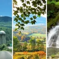 A collage of photos featuring Vermont scenic byways.