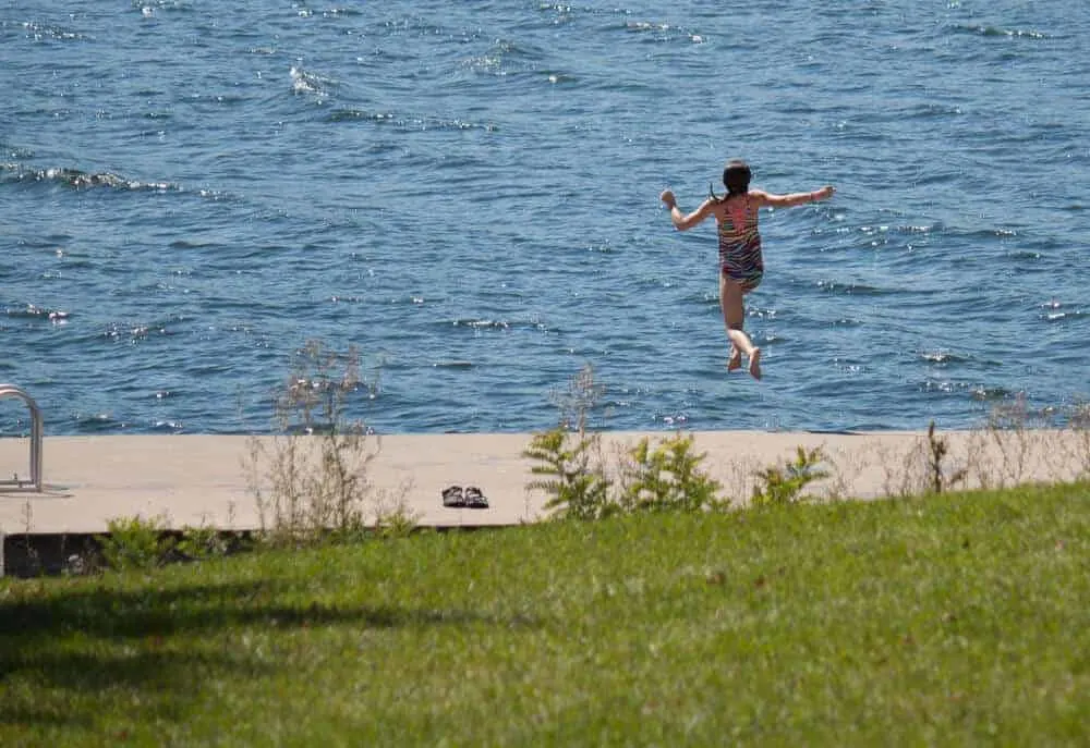 A swimmer enjoying Lake Champlain at Kingsland Bay State Park. 