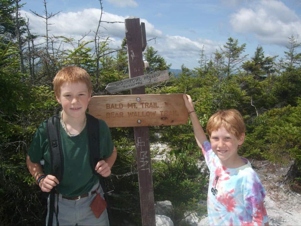 Rowan and Gabriel as children on top of Bald Mountain in Bennington, Vermont.