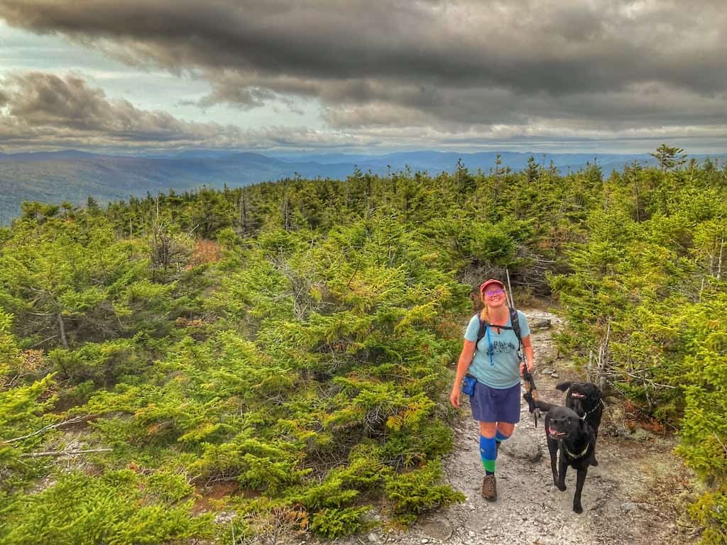 Tara hiked with her two black labs on top of Bald Mountain in Bennington, Vermont.