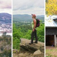 A collage of photos featuring Woodstock Vermont hiking.