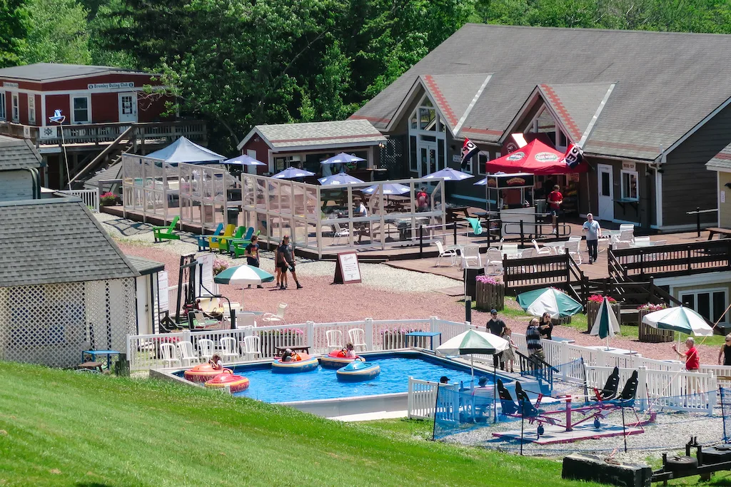 The Bromley Mountain base lodge and resort.