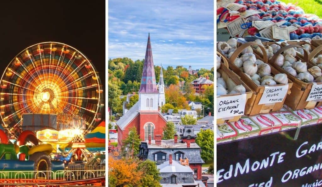 A collage of photos featuring September in Vermont.
