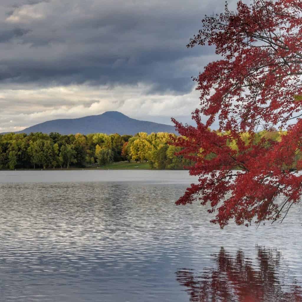 Lake Carmi during leaf-peeping season in Vermont.
