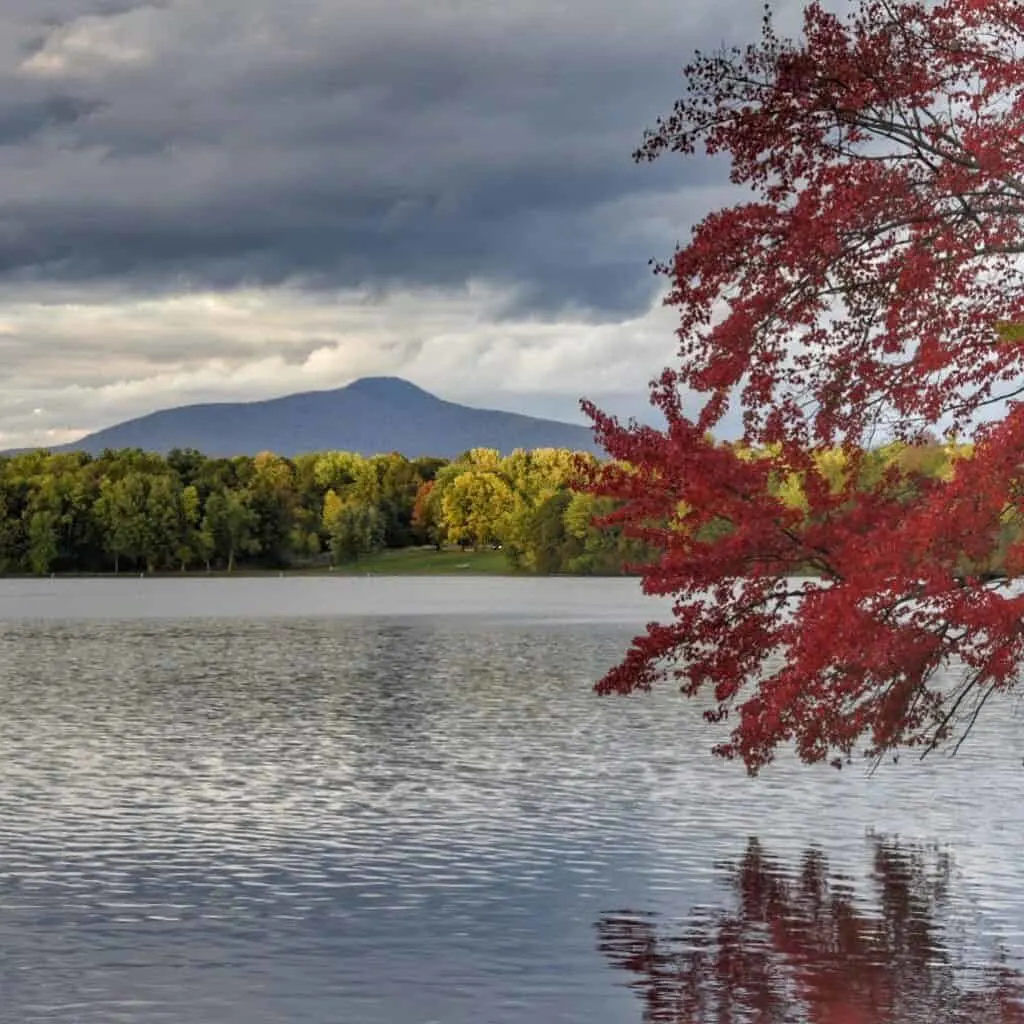 Lake Carmi during leaf-peeping season in Vermont.