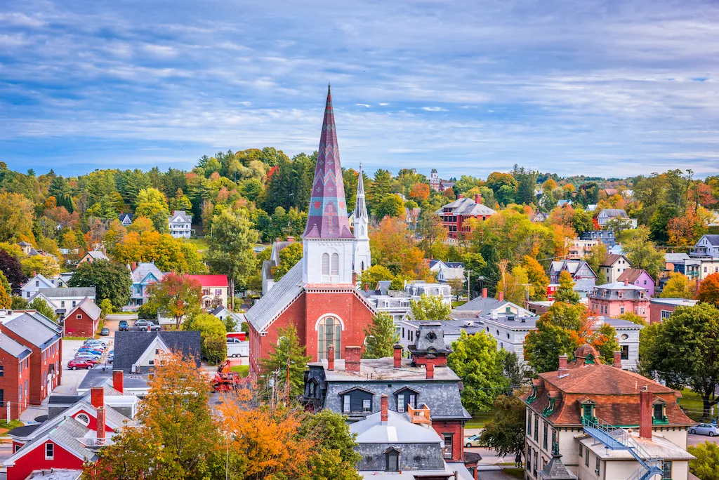 Montpelier Vermont in the fall.